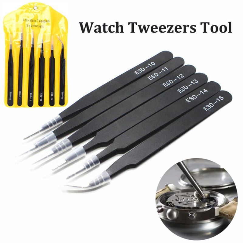 Electronics Repair Parts - Watch Tweezers Tool ESD Anti-Static Steel