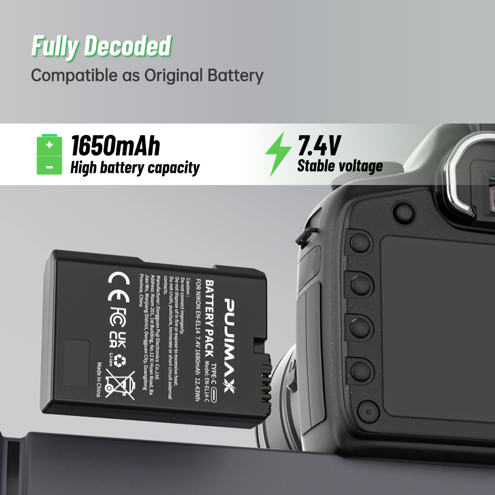 PUJIMAX 1650mAh EN-EL14 Batter - Nikon Camera D3500 recension och pris